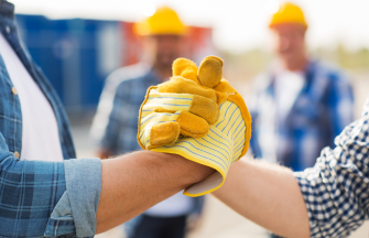 work gloves handshake